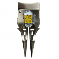 HOT Golf Divot Beer Tool Golf Logo Divot Repair Tool With Beer Mug Ball Marker Brush